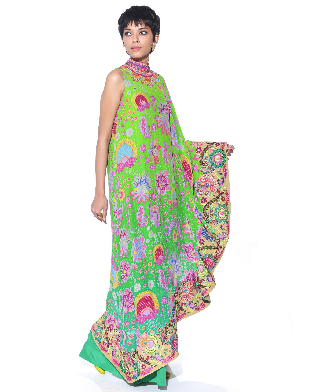 Shop Black Organza Handpainted Neon Pink Stole - Stoles Online in India |  Fancy dress design, Stylish dress designs, Kurti designs party wear